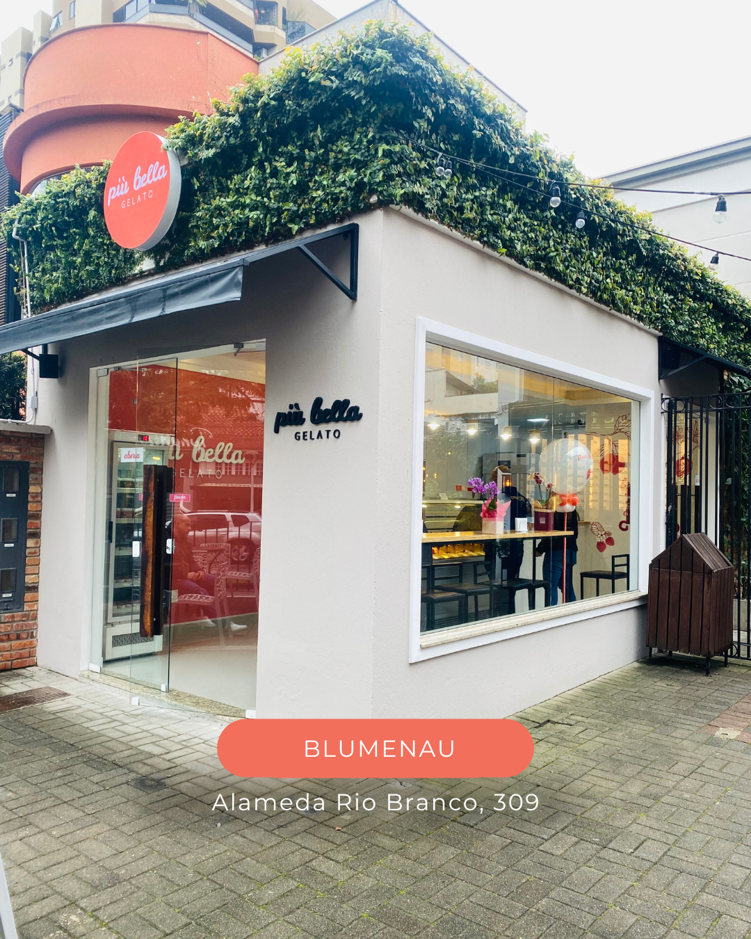 Fachada da unidade Più Bella Gelato — Alameda Rio Branco, Blumenau