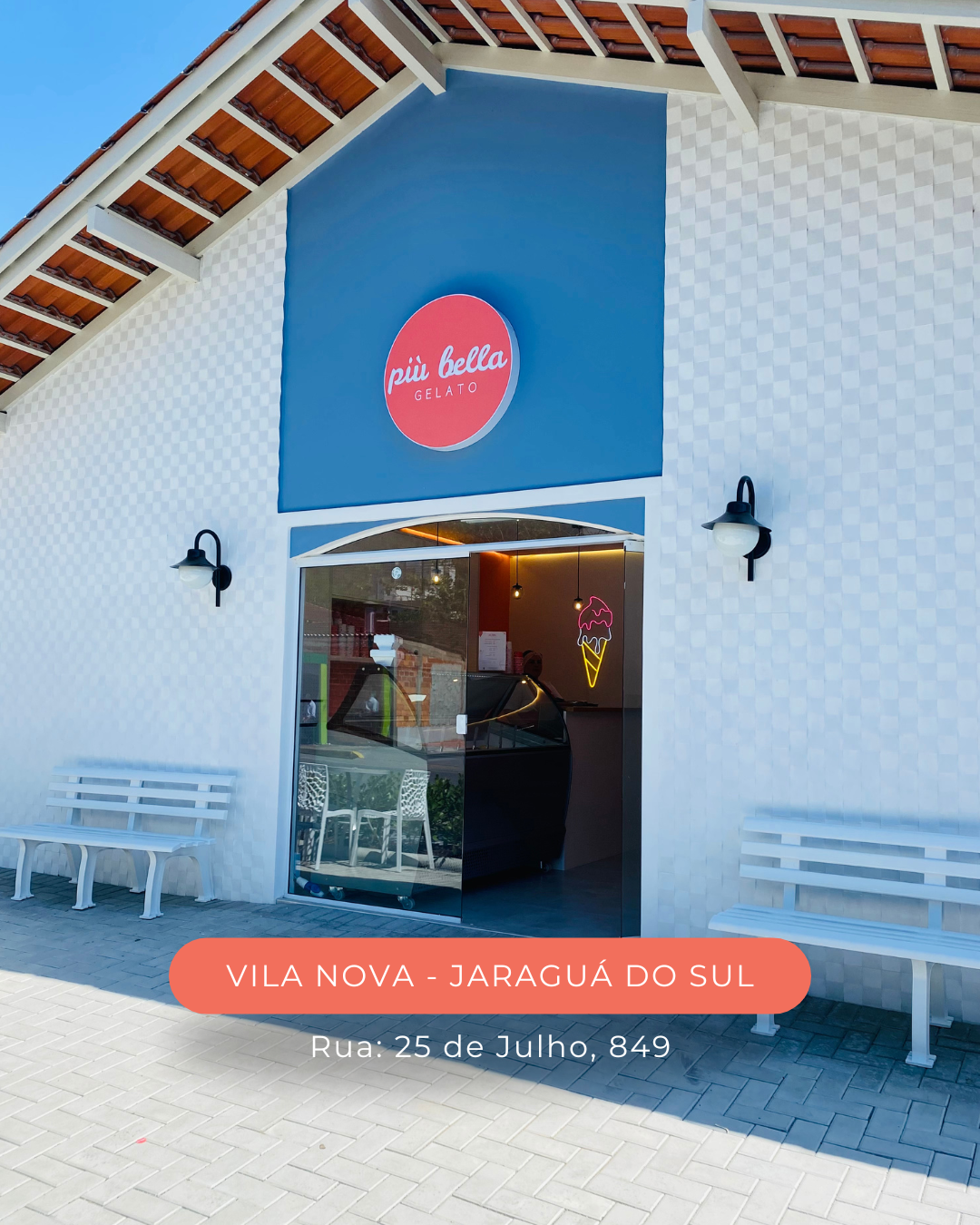 Fachada da unidade Più Bella Gelato — Vila Nova, Jaraguá do Sul